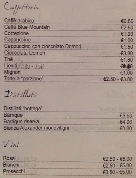 Menu di Raf Bar 