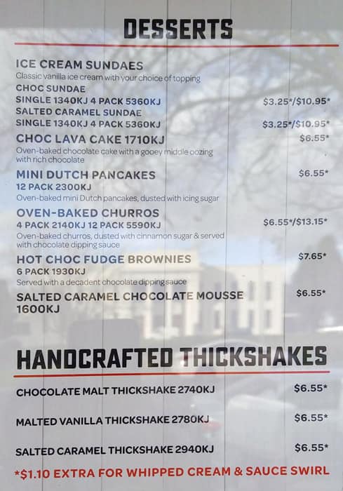 Carta de Domino's Pizza Cranbourne