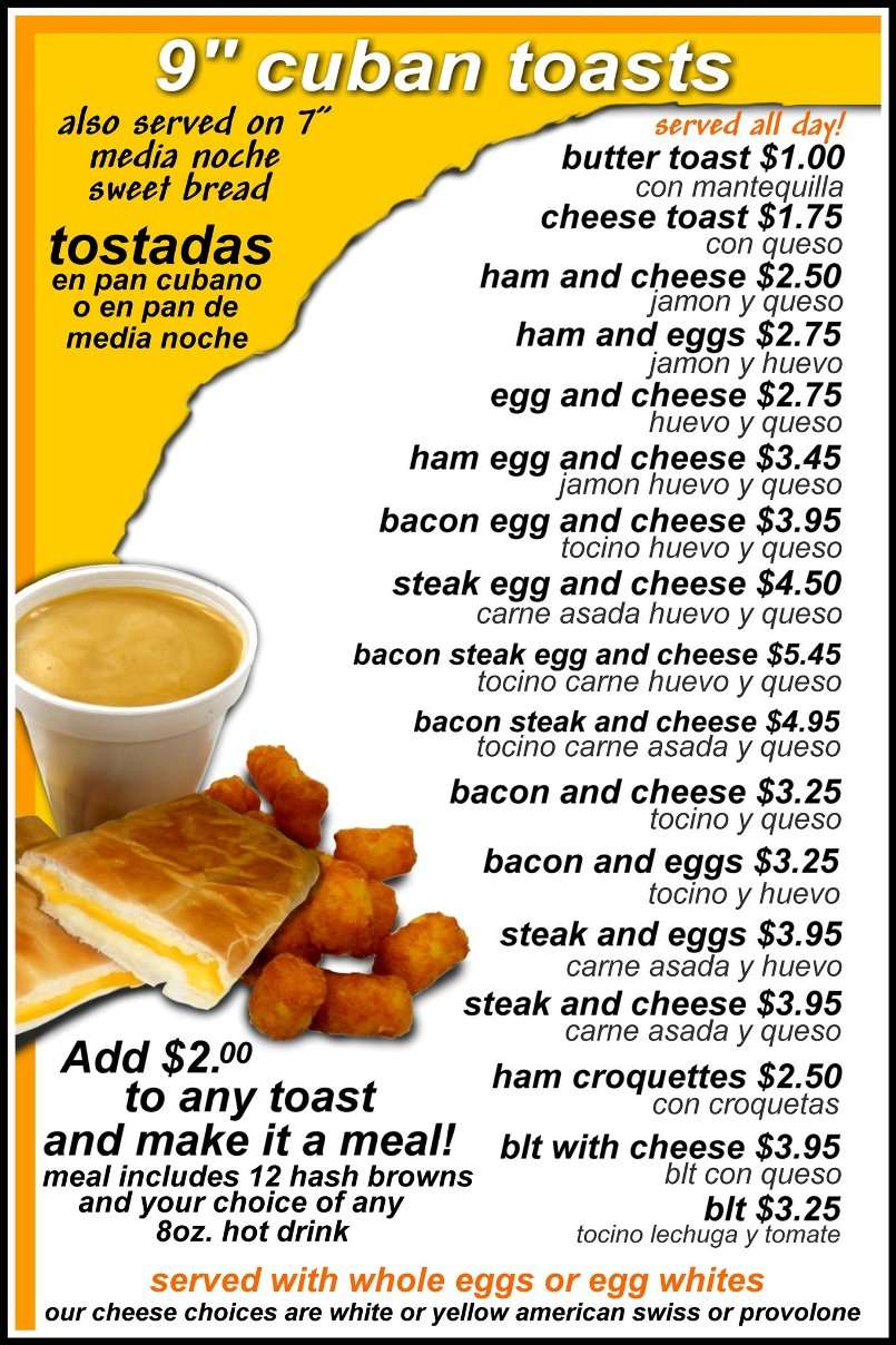 Menu at El Coqui Bakery, Tampa, W Waters Ave Ste 105