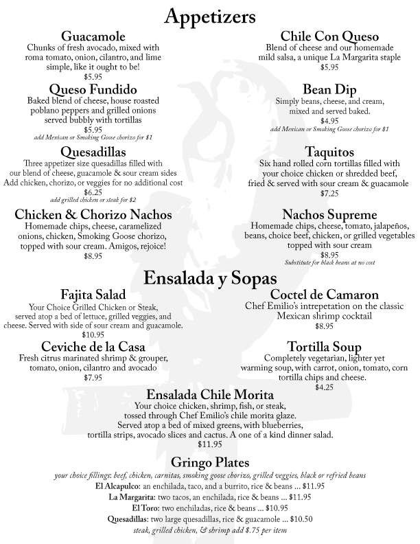 La Margarita a Indianapolis Foto del Menu con Prezzi Urbanspoon/Zomato