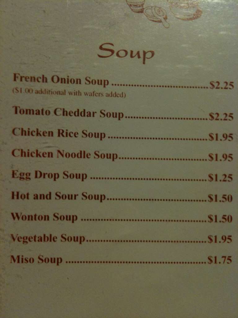 Menu at Onion Restaurant and Tea House, New Albany