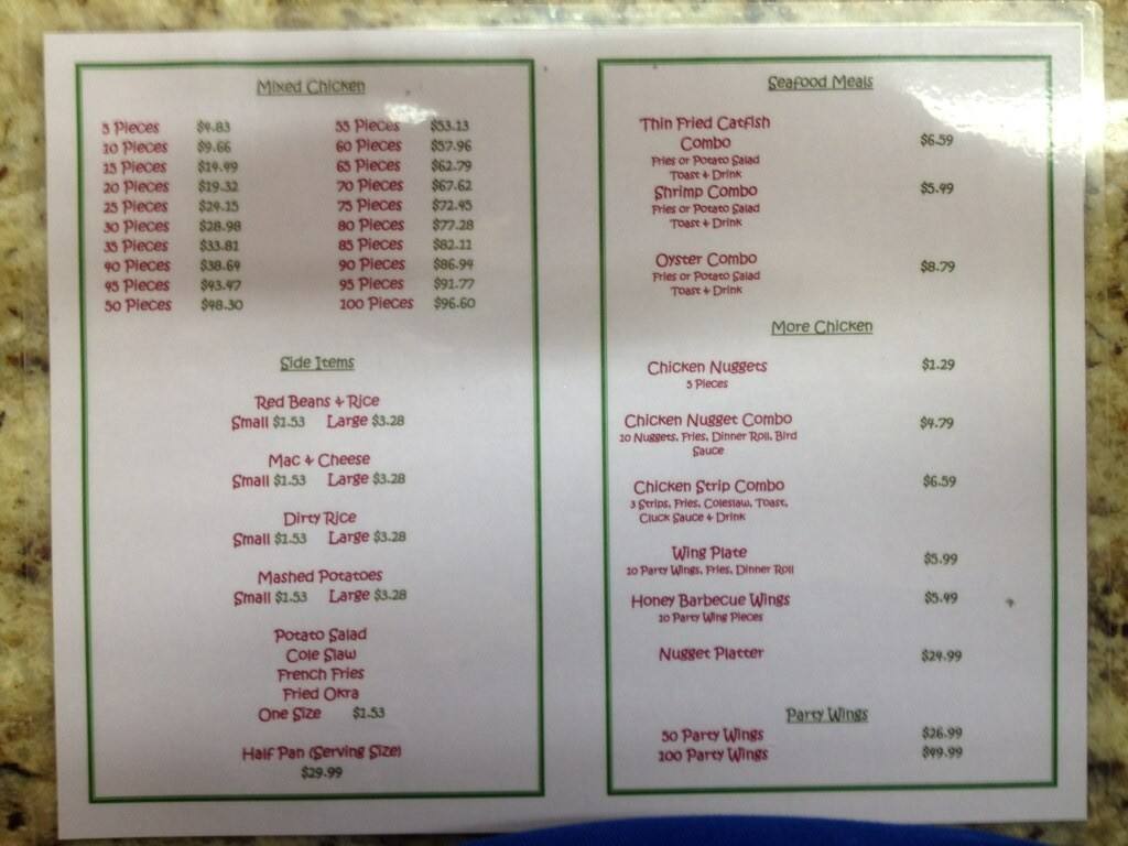 McHardy's Chicken & Fixin' a New Orleans Foto del Menu con Prezzi Urbanspoon/Zomato