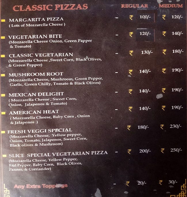 Menu of Pizza Inn, Kompally, Hyderabad