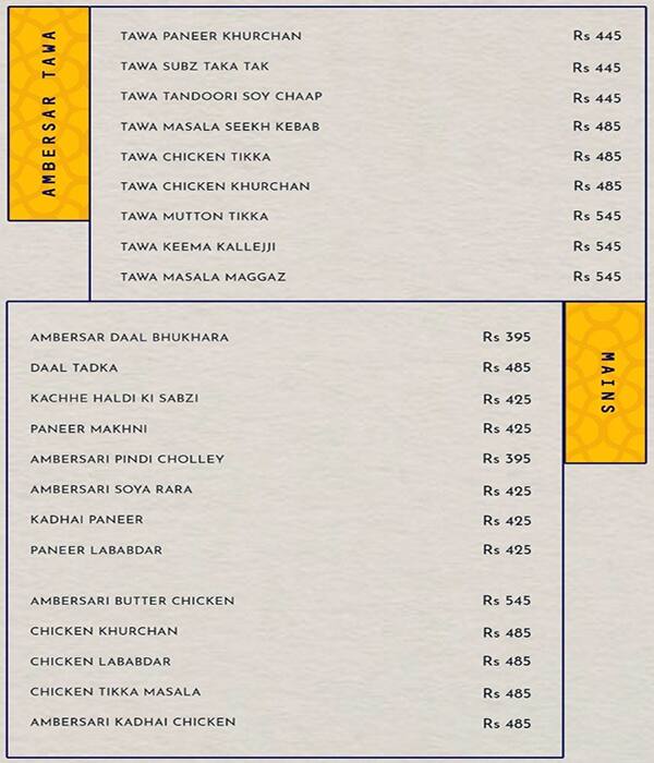 Ambersar By Enoki menu