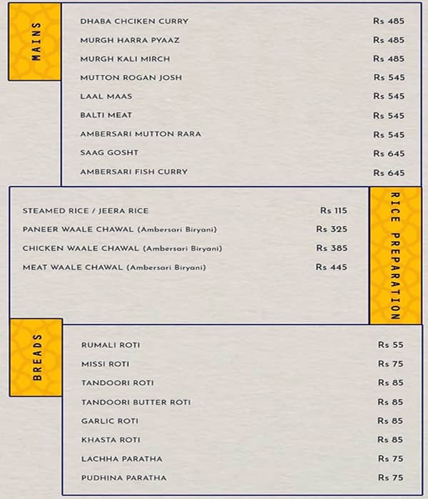 Ambersar By Enoki menu