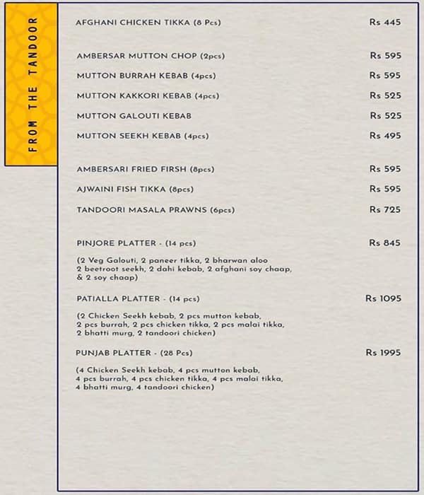 Ambersar By Enoki menu