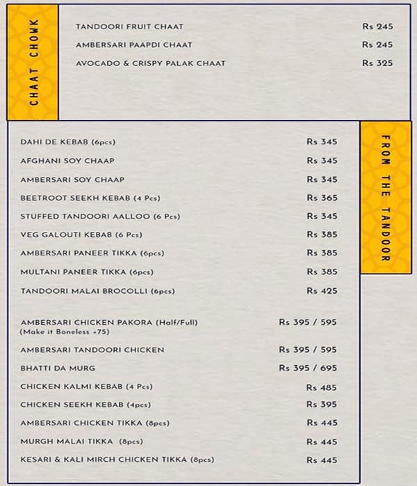 Ambersar By Enoki menu