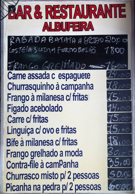 Albufeira Restaurante cardápio