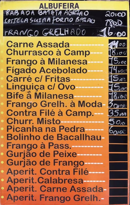 Albufeira Restaurante cardápio