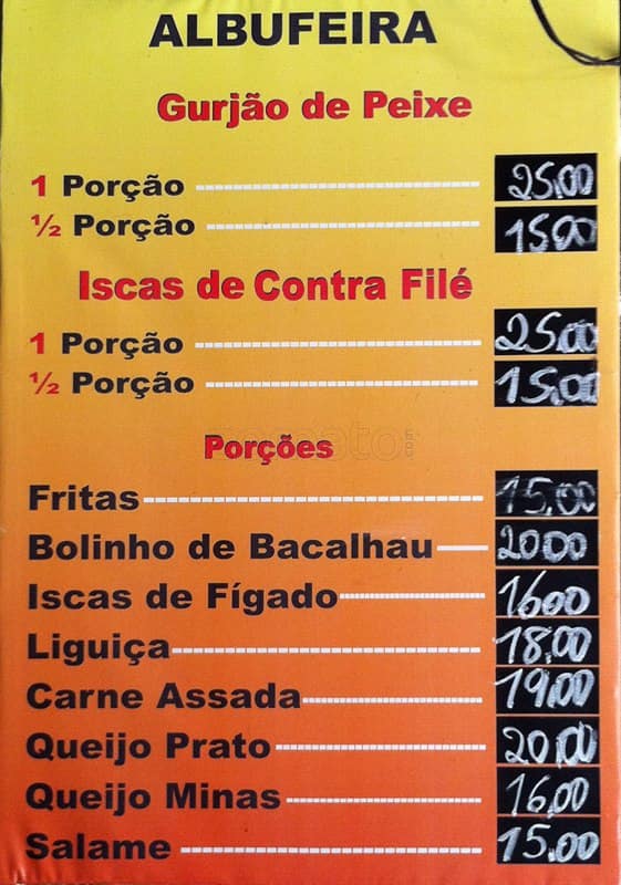 Albufeira Restaurante cardápio