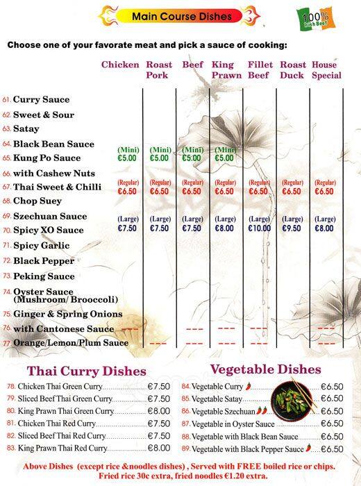 Menu at Coco Chinese Takeaway, Dublin