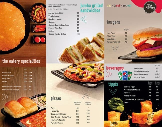 Havmor The Eatery Menu, Menu for Havmor The Eatery, C G Road