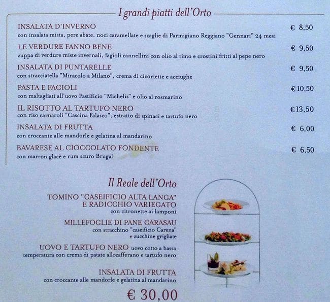 Menu di Il Ristorante dell'Orto 
