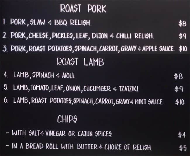 Menu at monty's hot sandwich shop cafe, Bondi Beach