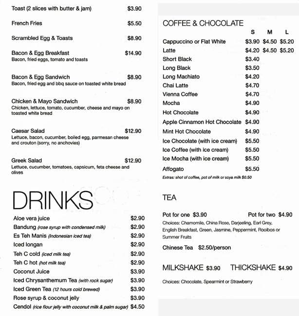 Menu at Melting Pot Cafe, Ardross