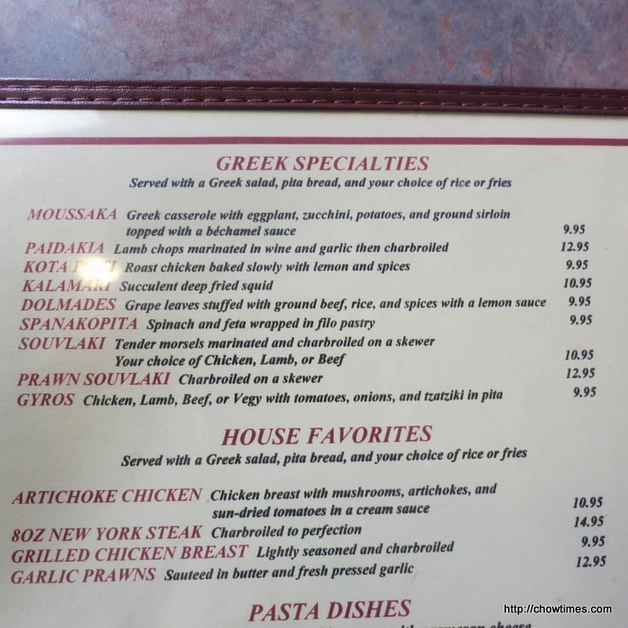 Menu at Mykonos Greek Restaurant, Bellingham