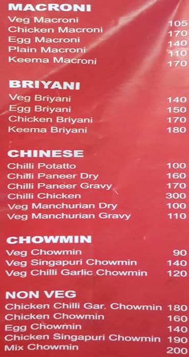 Laxman Fast Food menu