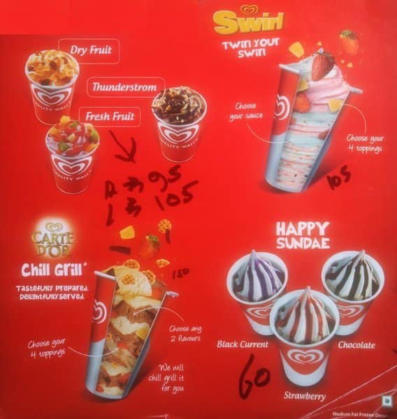 Kwality Wall's Swirl's Menu - Zomato