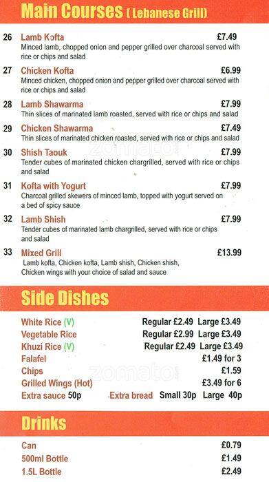 Rose Kitchen menu