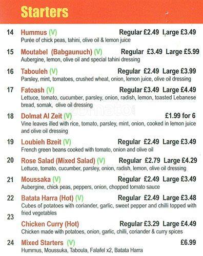 Rose Kitchen menu