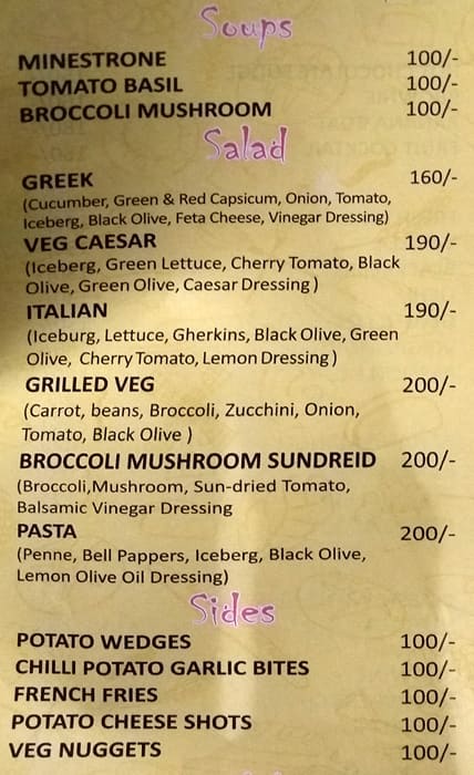 Perfect Bake menu