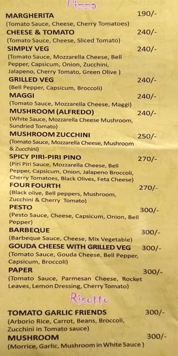 Perfect Bake menu