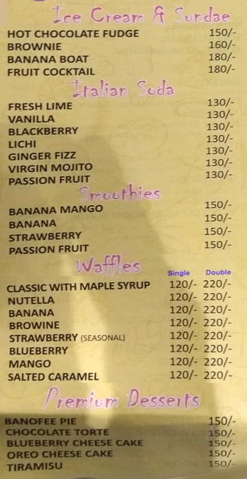 Perfect Bake menu