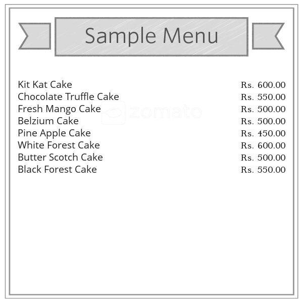 Perfect Bake menu