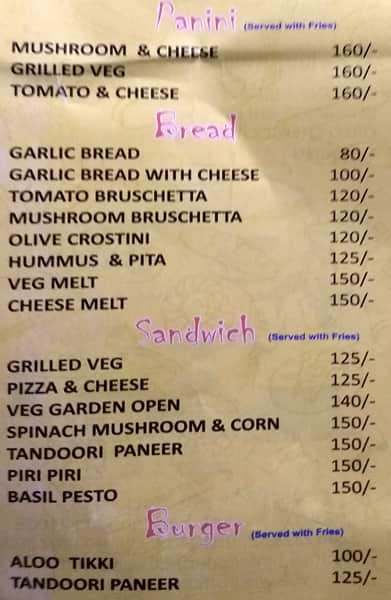 Perfect Bake menu