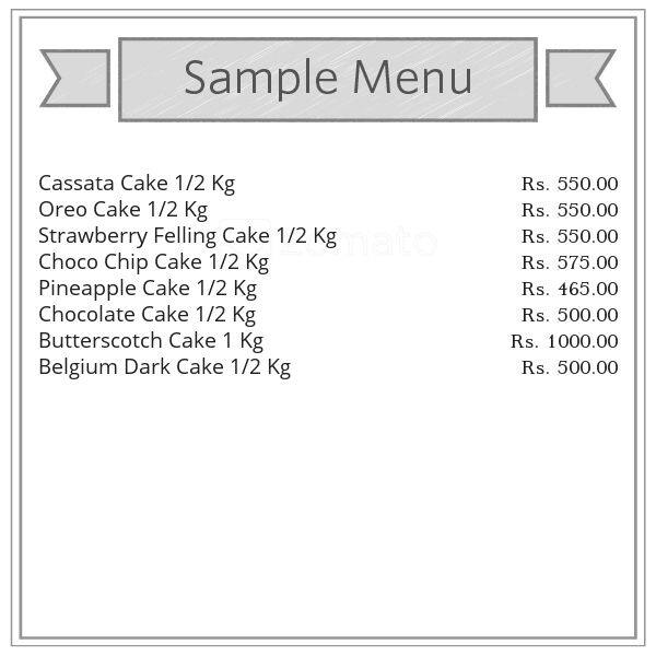 Perfect Bake menu