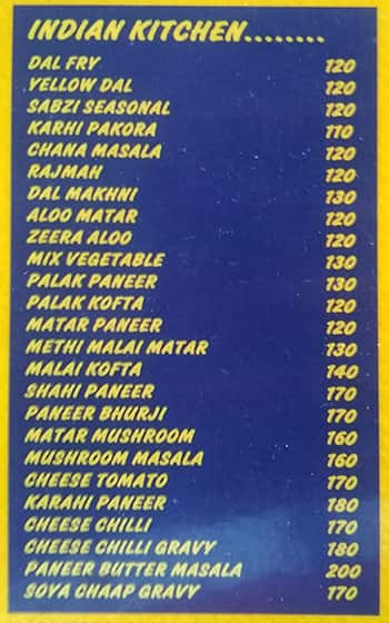 Khalsa Vaishno Dhaba menu