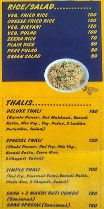 Khalsa Vaishno Dhaba menu