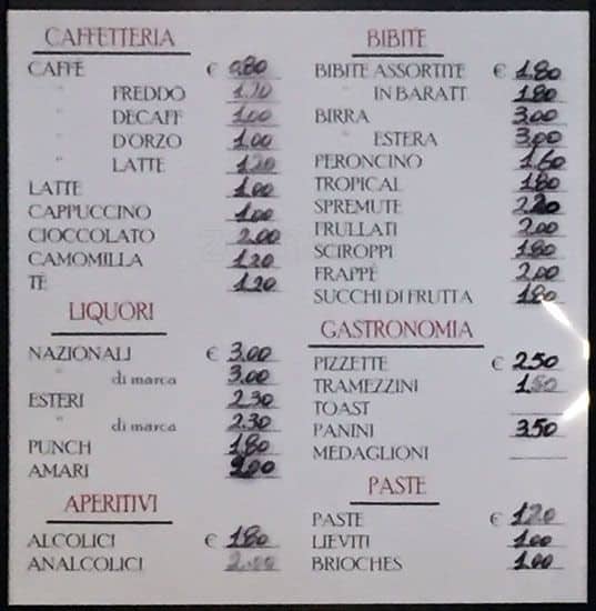 Menu di Oscar Bar Sas Di Huang Xiaodan & C. 