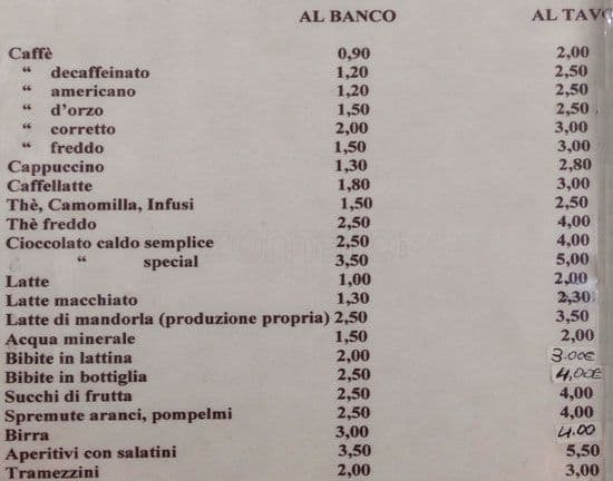 Menu di Gelateria Vacanze Romane 