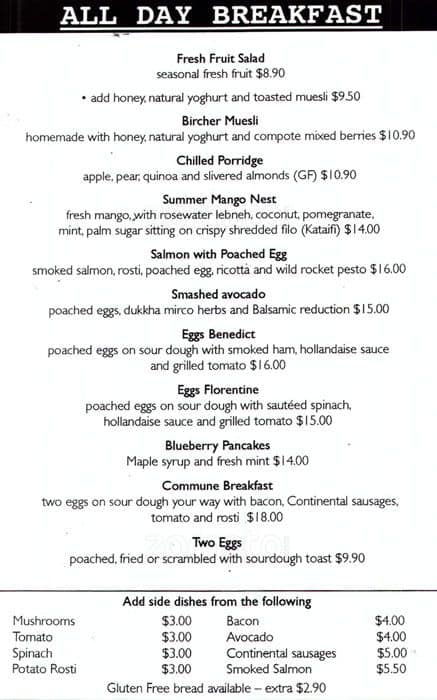 Commune menu
