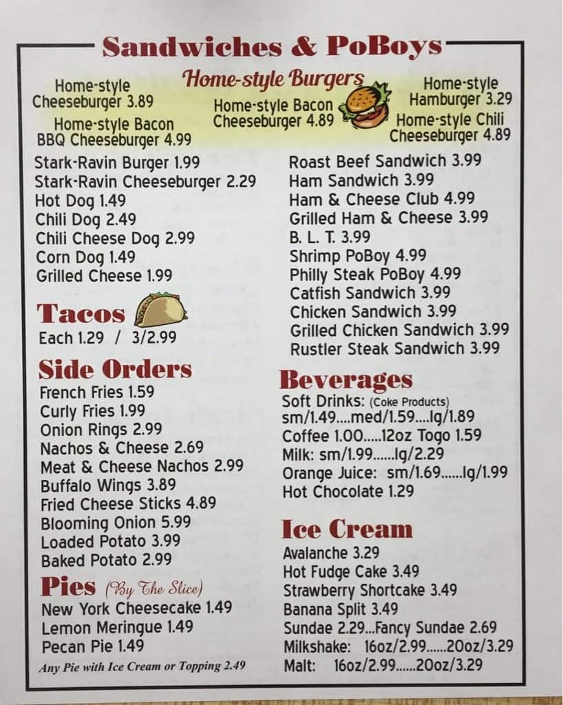 Menu at Stark's Family Restaurant, Hazlehurst