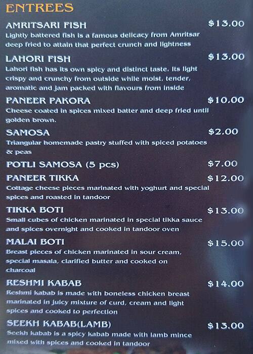 Royal Daawat menu