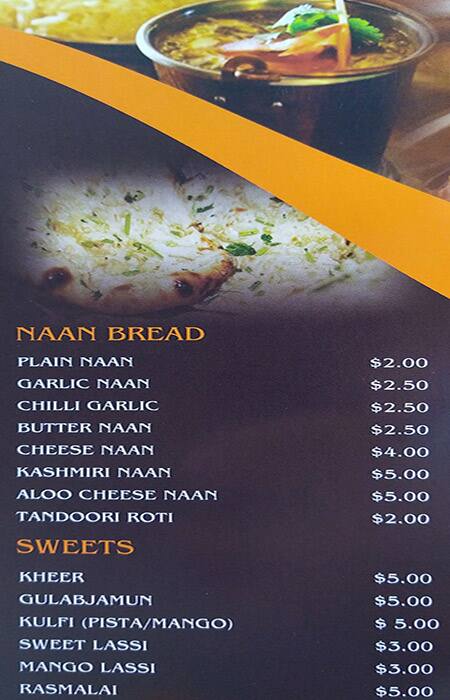 Royal Daawat menu