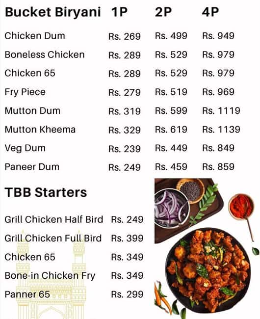 Menu of The Bucket Biryani, Sector 72, Noida