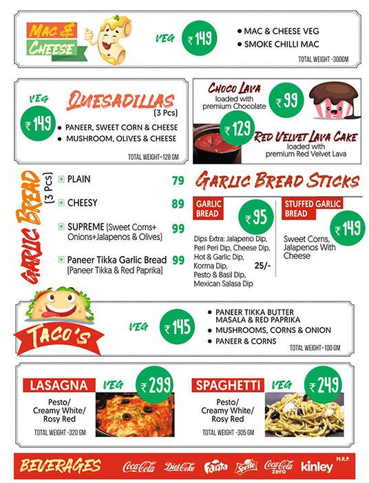 Menu at La pino’z pizza Akshar chowk, Vadodara