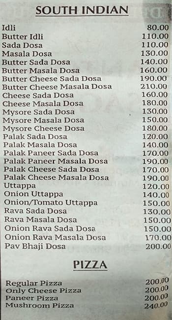 Santosh Sagar Fast Food menu