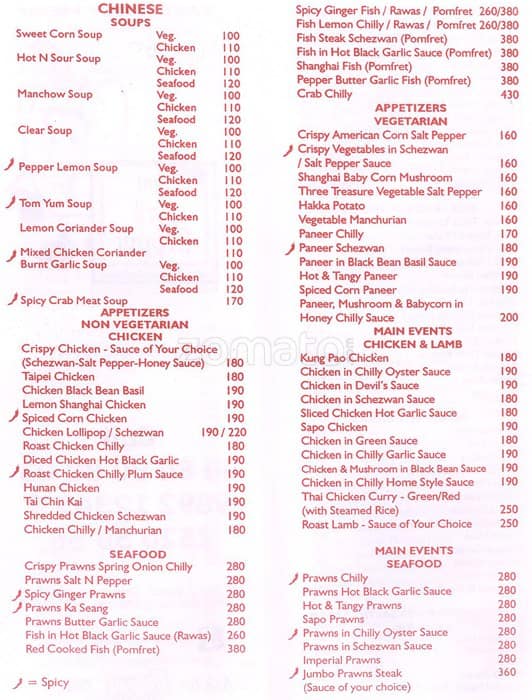 Menu at Red Bell Pepper, Mumbai, 20