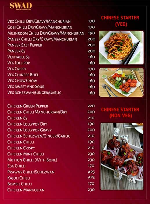 Menu at Hotel Swad, Virar