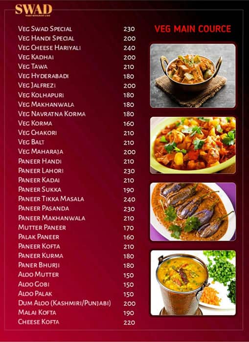 Menu at Hotel Swad, Virar