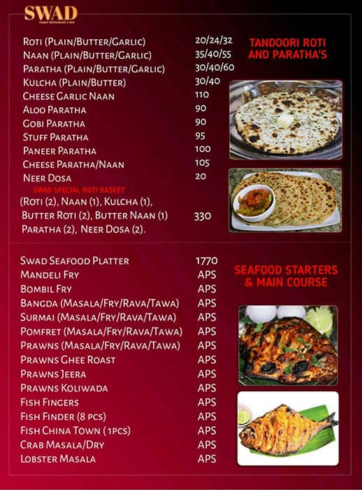 Menu at Hotel Swad, Virar