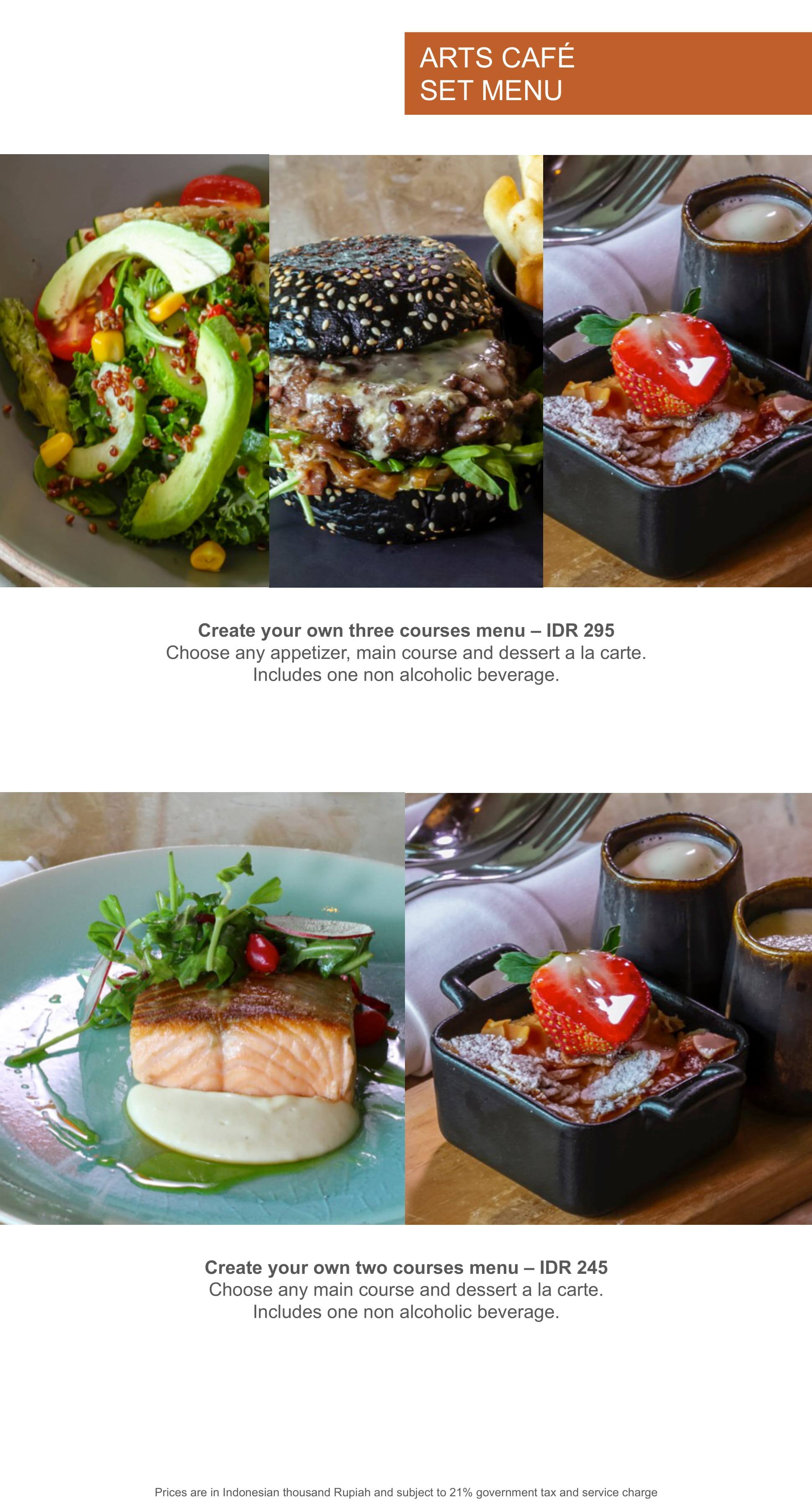 Menu at Arts Café by Raffles Jakarta restaurant, Jakarta