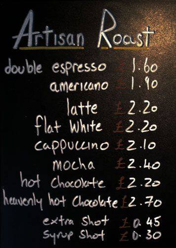 Cafe on the Corner menu