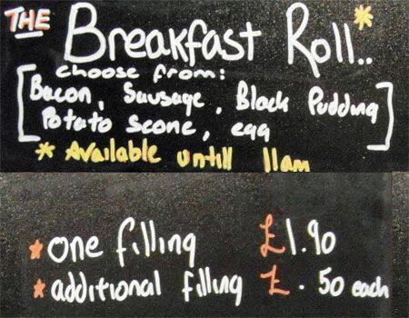 Cafe on the Corner menu