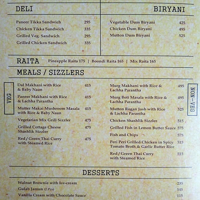 Menu at Deli Belly, New Delhi, 31
