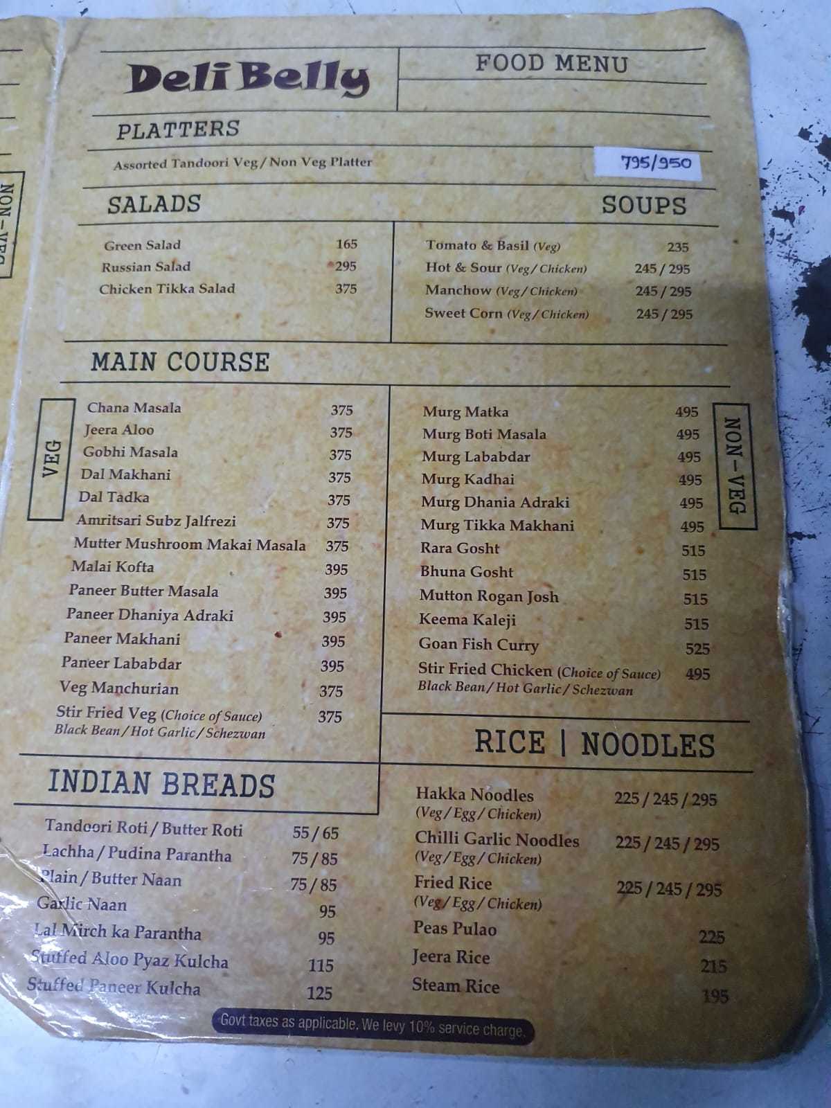 Menu at Deli Belly, New Delhi, 31